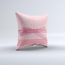 Subtle Pink Polka Dot with Ribbon Ink-Fuzed Decorative Throw Pillow