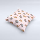 Subtle Pink and Blue Vector Love Owls  Ink-Fuzed Decorative Throw Pillow