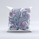 The Subtle Pink and Blue Vector Sprout ink-Fuzed Decorative Throw Pillow