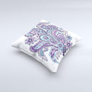 The Subtle Pink and Blue Vector Sprout ink-Fuzed Decorative Throw Pillow