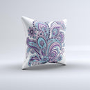 The Subtle Pink and Blue Vector Sprout ink-Fuzed Decorative Throw Pillow