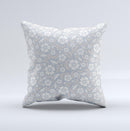 Subtle White and Blue Floral Laced V32 Ink-Fuzed Decorative Throw Pillow