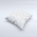 Subtle White and Blue Floral Laced V32 Ink-Fuzed Decorative Throw Pillow