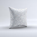 Subtle White and Blue Floral Laced V32 Ink-Fuzed Decorative Throw Pillow