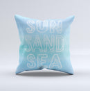 The Sun Sand Sea ink-Fuzed Decorative Throw Pillow