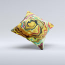 Swirly Abstract Golden Surface  Ink-Fuzed Decorative Throw Pillow