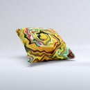 Swirly Abstract Golden Surface  Ink-Fuzed Decorative Throw Pillow