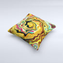 Swirly Abstract Golden Surface  Ink-Fuzed Decorative Throw Pillow