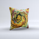 Swirly Abstract Golden Surface  Ink-Fuzed Decorative Throw Pillow