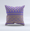 Tall Purple & Orange Floral Vector Pattern Ink-Fuzed Decorative Throw Pillow