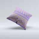 Tall Purple & Orange Floral Vector Pattern Ink-Fuzed Decorative Throw Pillow