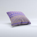Tall Purple & Orange Floral Vector Pattern Ink-Fuzed Decorative Throw Pillow