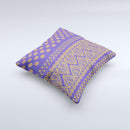 Tall Purple & Orange Floral Vector Pattern Ink-Fuzed Decorative Throw Pillow