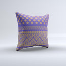 Tall Purple & Orange Floral Vector Pattern Ink-Fuzed Decorative Throw Pillow