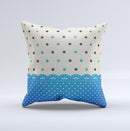 Tan & Blue Polka Dotted Pattern Ink-Fuzed Decorative Throw Pillow