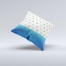 Tan & Blue Polka Dotted Pattern Ink-Fuzed Decorative Throw Pillow