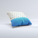 Tan & Blue Polka Dotted Pattern Ink-Fuzed Decorative Throw Pillow