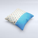 Tan & Blue Polka Dotted Pattern Ink-Fuzed Decorative Throw Pillow