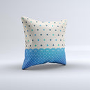 Tan & Blue Polka Dotted Pattern Ink-Fuzed Decorative Throw Pillow