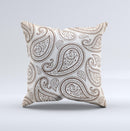 Tan Highlighted Paisley Pattern  Ink-Fuzed Decorative Throw Pillow