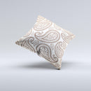 Tan Highlighted Paisley Pattern  Ink-Fuzed Decorative Throw Pillow