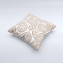 Tan Highlighted Paisley Pattern  Ink-Fuzed Decorative Throw Pillow