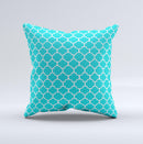 Teal And White Seamless Morocan Pattern  Ink-Fuzed Decorative Throw Pillow