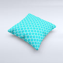 Teal And White Seamless Morocan Pattern  Ink-Fuzed Decorative Throw Pillow