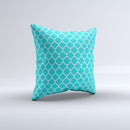Teal And White Seamless Morocan Pattern  Ink-Fuzed Decorative Throw Pillow