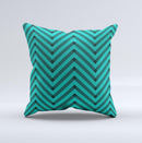Teal & Black Sketch Chevron  Ink-Fuzed Decorative Throw Pillow