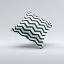 Teal & Black Wide Chevron Pattern  Ink-Fuzed Decorative Throw Pillow