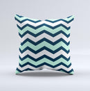 Teal & Blue Wide Chevron Pattern  Ink-Fuzed Decorative Throw Pillow