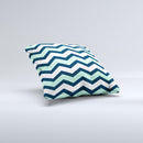 Teal & Blue Wide Chevron Pattern  Ink-Fuzed Decorative Throw Pillow