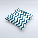 Teal & Blue Wide Chevron Pattern  Ink-Fuzed Decorative Throw Pillow