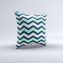 Teal & Blue Wide Chevron Pattern  Ink-Fuzed Decorative Throw Pillow