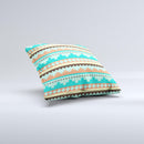 Teal & Gold Tribal Ethic Geometric Pattern  Ink-Fuzed Decorative Throw Pillow