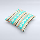 Teal & Gold Tribal Ethic Geometric Pattern  Ink-Fuzed Decorative Throw Pillow