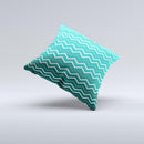 Teal Gradient Layered Chevron  Ink-Fuzed Decorative Throw Pillow