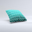 Teal Gradient Layered Chevron  Ink-Fuzed Decorative Throw Pillow