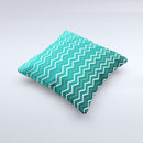 Teal Gradient Layered Chevron  Ink-Fuzed Decorative Throw Pillow