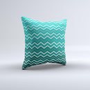 Teal Gradient Layered Chevron  Ink-Fuzed Decorative Throw Pillow