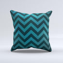 Teal Grunge Chevron Pattern  Ink-Fuzed Decorative Throw Pillow