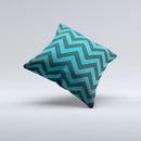 Teal Grunge Chevron Pattern  Ink-Fuzed Decorative Throw Pillow