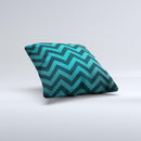 Teal Grunge Chevron Pattern  Ink-Fuzed Decorative Throw Pillow