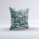Teal Mercury  Ink-Fuzed Decorative Throw Pillow