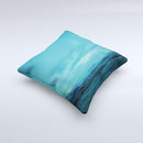 Teal Northern Lights  Ink-Fuzed Decorative Throw Pillow
