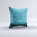 Teal Northern Lights  Ink-Fuzed Decorative Throw Pillow