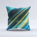 Teal & Yellow Abstract Glowing Lines  Ink-Fuzed Decorative Throw Pillow