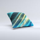 Teal & Yellow Abstract Glowing Lines  Ink-Fuzed Decorative Throw Pillow