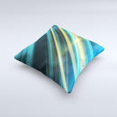Teal & Yellow Abstract Glowing Lines  Ink-Fuzed Decorative Throw Pillow